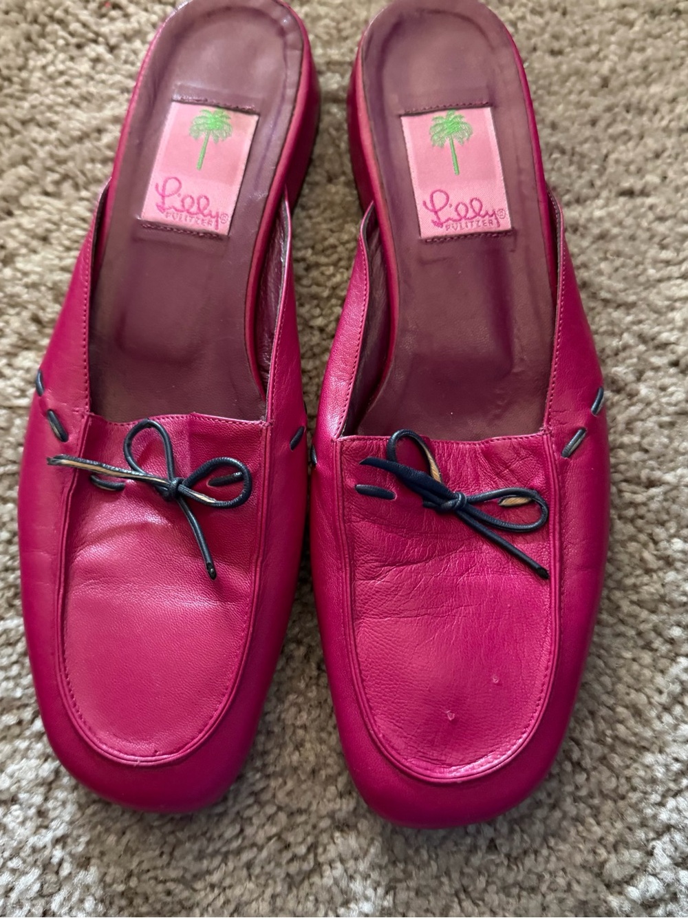 Lilly Pulitzer pink leather slide mules shoes - Picture 2 of 4